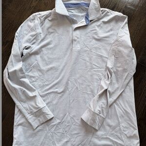 mens vineyard vines jim nantz long sleeve polo- white/ blue stripes- M